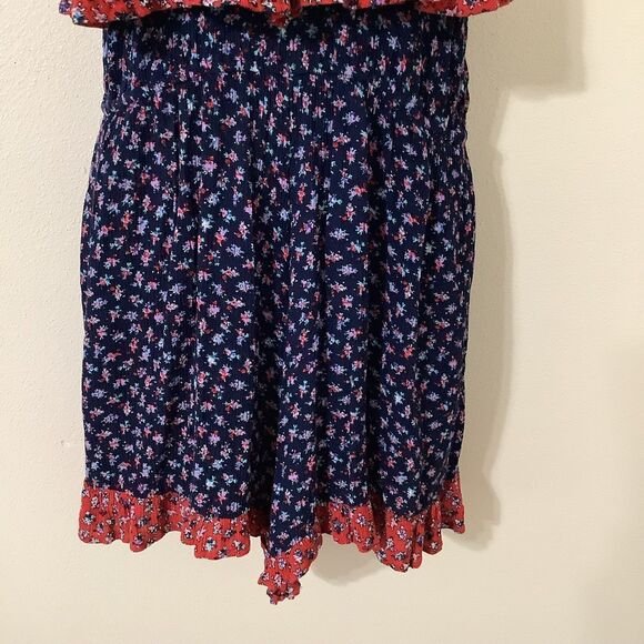 Navy Bohemian Prairie Western Hippie Coastal Cowgirl Ruffle Halter Romper XL - Picture 3 of 8